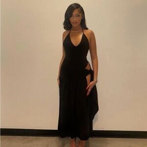 Elegant Black Halter Dress